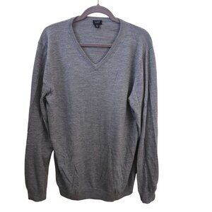 J.Crew 100% Merino Wool Heather Metal V Neck Classic Sweater Size XLT